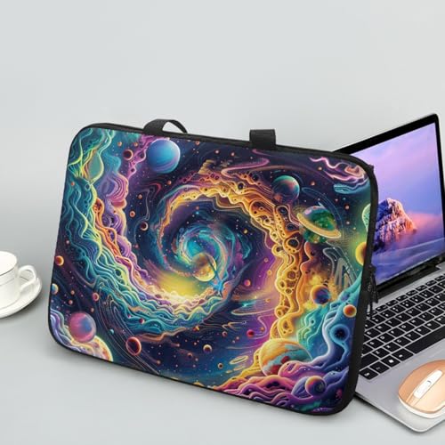 ENEN Laptoptasche 10-17 Zoll Laptop-Taschen, 3d muster Laptop Tasche Business Büro Arbeit Computertasche, Schlanke Notebook Tasche für Frauen Herren (Planet,12 Zoll) von ENEN