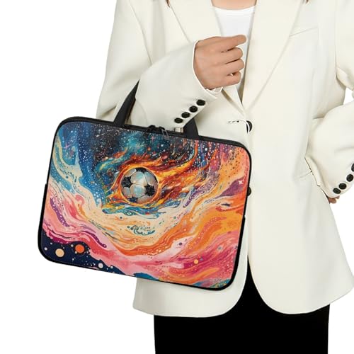 ENEN Laptoptasche 10-17 Zoll Laptop-Taschen, Fußball Druck Laptop Tasche Business Büro Arbeit Computertasche, Schlanke Notebook Tasche für Herren Frauen (15 Zoll,Magma) von ENEN