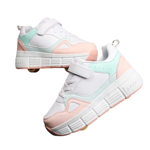 ENEN Mode Schuhe mit Rollen für Jungen & Mädchen, Outdoor Turnschuhe mit Rollen Versenkbarer, Schuhe mit Rollen Kinder, 2-in-1 Roller Schuhe Turnschuhe mit 2 Rollen von ENEN