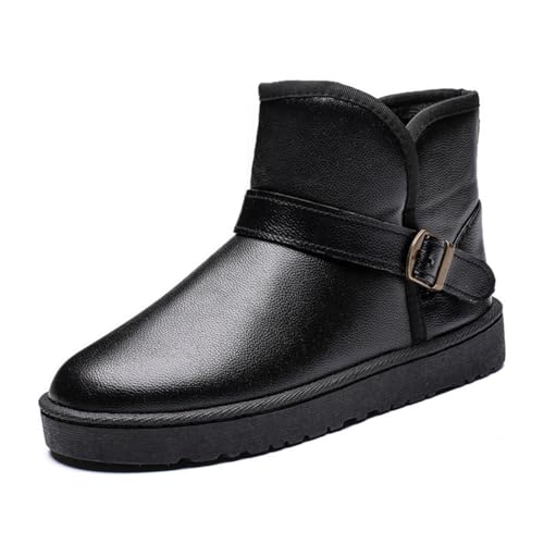 ENEN PU Winterschuhe Herren Warme Gefüttert Schneestiefel Pelzfutter Rutschfest Casual Winterstiefel Trekkingschuhe Wanderschuhe Winter Outdoor Männer Fleece Boots 36-45 von ENEN