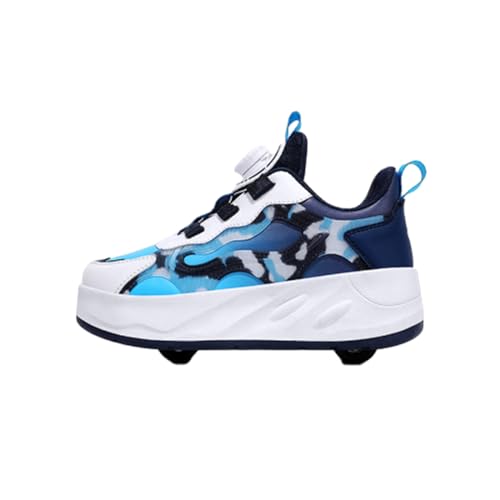 ENEN Rollschuhe Schuhe mit Rollen für Jungen & Mädchen, Kinder Turnschuhe mit 2 Rollen Versenkbarer 2-in-1 Skateboardschuhe mit Rollen für Outdoor Sports von ENEN