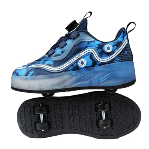 ENEN Rollschuhe Schuhe mit Rollen für Jungen & Mädchen, Kinder Turnschuhe mit 2 Rollen Versenkbarer 2-in-1 Skateboardschuhe mit Rollen für Outdoor Sports von ENEN