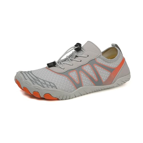 ENEN Schlicht Barfuss Schuhe Damen, rutschfest Atmungsaktiv Barfußschuhe Herren, Schnelltrocknend Barfußschuhe,Wasserschuhe Damen mit Drainageloch,Wasserschuhe für Outdoor-Aktivitäten (Grau,38) von ENEN