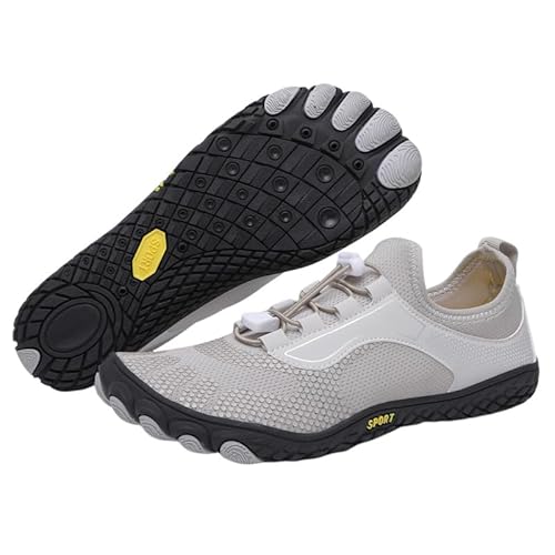 ENEN Schlicht Barfuss Schuhe Damen, rutschfest Barfußschuhe Herren, Atmungsaktiv Schnelltrocknend Barfußschuhe,Wasserschuhe Damen mit Drainageloch,Wasserschuhe für Outdoor-Aktivitäten (Grau,48) von ENEN