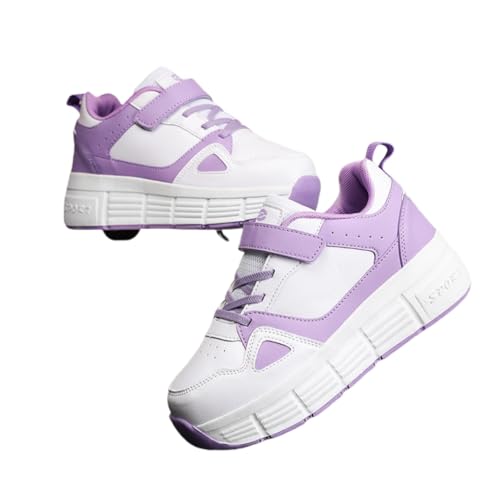 ENEN Schuhe mit Rollen Mädchen, Sommer Schuhe mit Rollen für Jungen Rollschuhe 2-in-1 Kinder Outdoor Turnschuhe Versenkbarer 31-40 EU (Lila,33) von ENEN