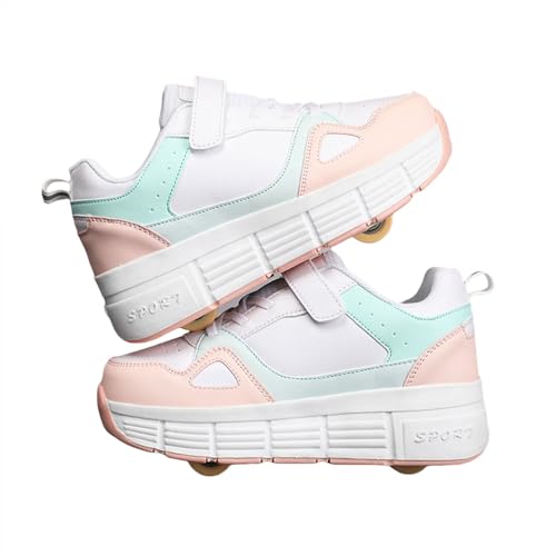 ENEN Schuhe mit Rollen Mädchen, Sommer Schuhe mit Rollen für Jungen Rollschuhe 2-in-1 Kinder Outdoor Turnschuhe Versenkbarer 31-40 EU (Rosa,34) von ENEN
