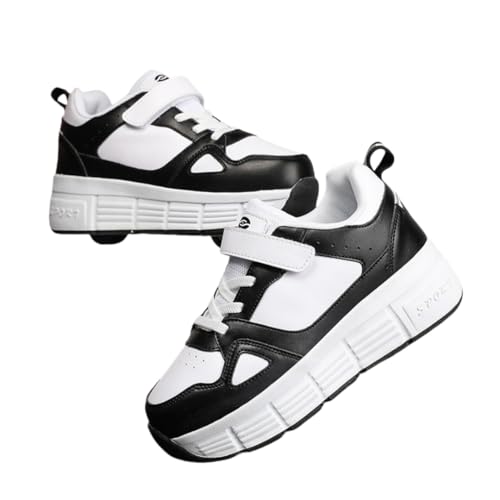 ENEN Schuhe mit Rollen Mädchen, Sommer Schuhe mit Rollen für Jungen Rollschuhe 2-in-1 Kinder Outdoor Turnschuhe Versenkbarer 31-40 EU (Schwarz,40) von ENEN