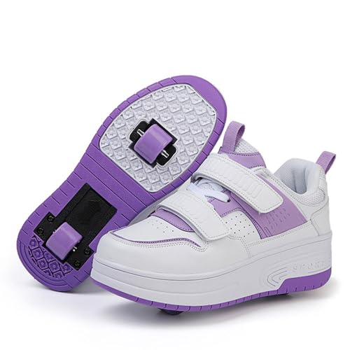 ENEN Schuhe mit Rollen Mädchen, Sommer Schuhe mit Rollen für Jungen Rollschuhe 2-in-1 Kinder Outdoor Turnschuhe Versenkbarer 31 EU-40 EU (Lila,38) von ENEN