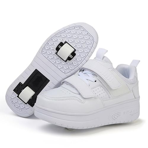 ENEN Schuhe mit Rollen Mädchen, Sommer Schuhe mit Rollen für Jungen Rollschuhe 2-in-1 Kinder Outdoor Turnschuhe Versenkbarer 31 EU-40 EU (Weiß,38) von ENEN