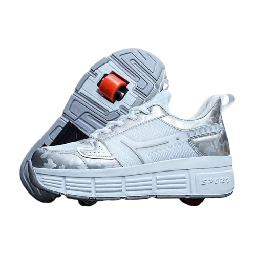 ENEN Schuhe mit Rollen für Jungen Mädchen Skateboardschuhe mit 2 Rollen Skateboardschuhe für Sportschuhe Outdoorschuhe Rollschuhe Kinder 2-in-1-Sneakers -908 von ENEN