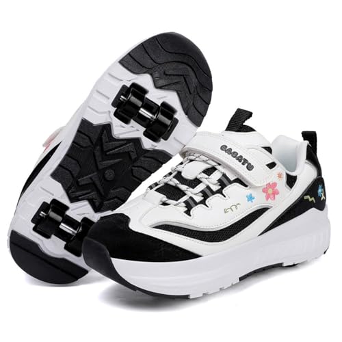 ENEN Schuhe mit Rollen für Mädchen, 2025 Sommer Schuhe mit Rollen für Jungen Rollschuhe 2-in-1 Kinder Outdoor Turnschuhe Versenkbarer 31-40 EU (Schwarz,38) von ENEN
