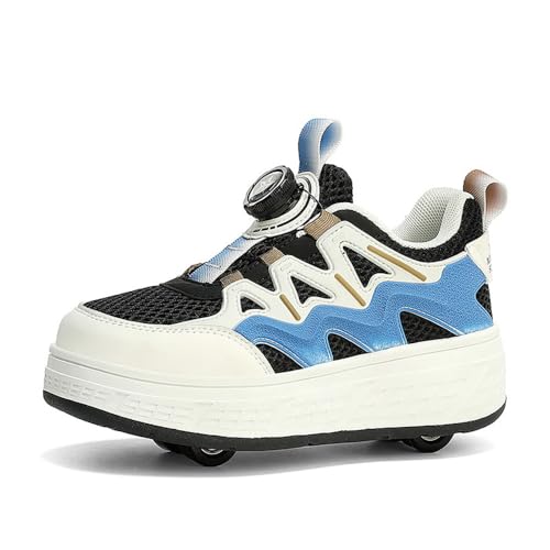 ENEN Schuhe mit Rollen für Mädchen, Schuhe mit Rollen für Jungen Rollschuhe 2-in-1 Kinder Outdoor Turnschuhe Versenkbarer 31-40 EU (Himmelblau,33) von ENEN