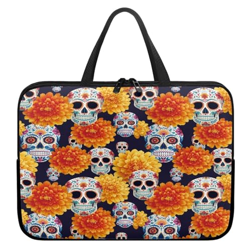 ENEN Totenkopf Druck Laptoptasche Wasserdicht Laptop Taschen, Laptop Tasche Business Büro Arbeit Computertasche, Schlanke Notebook Tasche für Herren Frauen (Schädel 2,13’’) von ENEN
