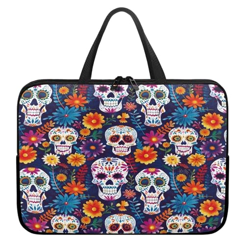 ENEN Totenkopf Druck Laptoptasche Wasserdicht Laptop Taschen, Laptop Tasche Business Büro Arbeit Computertasche, Schlanke Notebook Tasche für Herren Frauen (Schädel 5,15’’) von ENEN
