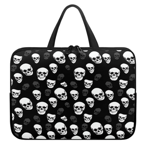 ENEN Totenkopf Druck Laptoptasche Wasserdicht Laptop Taschen, Laptop Tasche Business Büro Arbeit Computertasche, Schlanke Notebook Tasche für Herren Frauen (Schädel 6,15’’) von ENEN