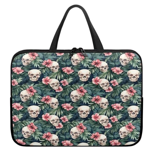 ENEN Totenkopf Druck Laptoptasche Wasserdicht Laptop Taschen, Laptop Tasche Business Büro Arbeit Computertasche, Schlanke Notebook Tasche für Herren Frauen (Schädel 9,12’’) von ENEN