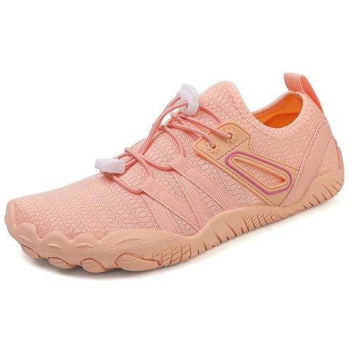 ENEN Volltonfarbe Barfuss Schuhe Damen, rutschfest Barfußschuhe Herren, Atmungsaktiv Schnelltrocknend Barfußschuhe,Wasserschuhe Damen mit Drainageloch,Outdoor-Aktivitäten Wasserschuhe (Rosa,39) von ENEN