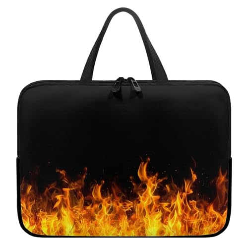 ENEN Wasserdicht Laptoptasche, 3D-Flamme Muster Laptop Taschen Laptop Tasche Business Büro Arbeit Computertasche, Schlanke Notebook Tasche für Herren Frauen (Flamme 7,12’’) von ENEN