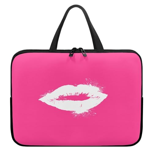 ENEN Wasserdicht Laptoptasche, 3D-Gedrucktes Muster Laptop Taschen Laptop Tasche Business Büro Arbeit Computertasche, Schlanke Notebook Tasche für Herren Frauen (Rosenrote Lippen,13’’) von ENEN