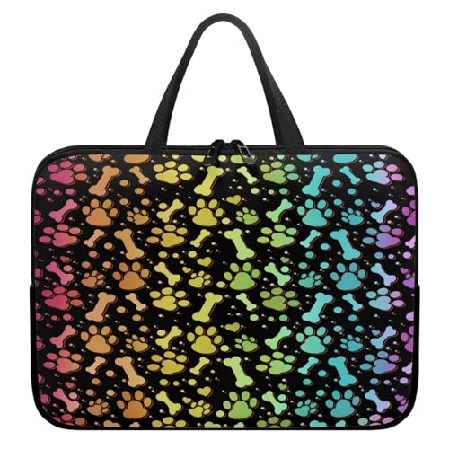ENEN Wasserdicht Laptoptasche, 3D-Hundepfotenabdruck Laptop Taschen Laptop Tasche Business Büro Arbeit Computertasche, Schlanke Notebook Tasche für Herren Frauen (Farbverlauf 1,15’’) von ENEN