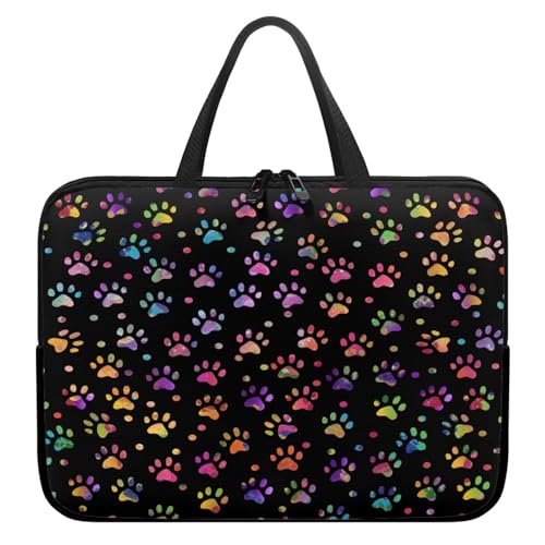ENEN Wasserdicht Laptoptasche, 3D-Hundepfotenabdruck Laptop Taschen Laptop Tasche Business Büro Arbeit Computertasche, Schlanke Notebook Tasche für Herren Frauen (Farbverlauf 2,10’’) von ENEN