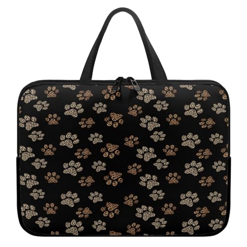 ENEN Wasserdicht Laptoptasche, 3D-Hundepfotenabdruck Laptop Taschen Laptop Tasche Business Büro Arbeit Computertasche, Schlanke Notebook Tasche für Herren Frauen (Kaffee 3,12’’) von ENEN