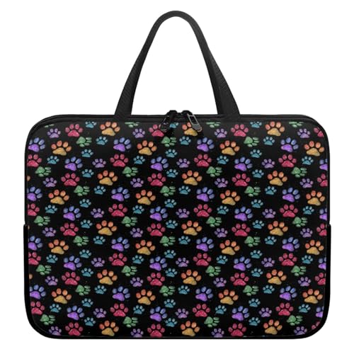 ENEN Wasserdicht Laptoptasche, 3D-Hundepfotenabdruck Laptop Taschen Laptop Tasche Business Büro Arbeit Computertasche, Schlanke Notebook Tasche für Herren Frauen (Mehrfarbig 1,13’’) von ENEN