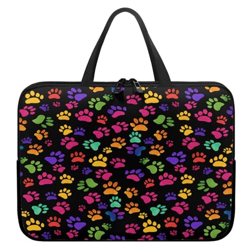 ENEN Wasserdicht Laptoptasche, 3D-Hundepfotenabdruck Laptop Taschen Laptop Tasche Business Büro Arbeit Computertasche, Schlanke Notebook Tasche für Herren Frauen (Mehrfarbig 2,13’’) von ENEN