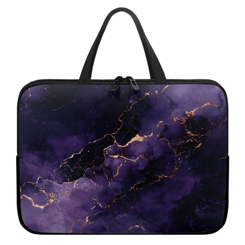 ENEN Wasserdicht Laptoptasche, 3D-Marmor-Muster Laptop Taschen Laptop Tasche Business Büro Arbeit Computertasche, Schlanke Notebook Tasche für Herren Frauen (Dunkelviolett,12’’) von ENEN