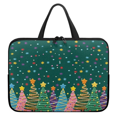 ENEN Wasserdicht Laptoptasche, Weihnachten Drucken Laptop Taschen Laptop Tasche Business Büro Arbeit Computertasche, Schlanke Notebook Tasche für Herren Frauen (Grüner Weihnachtsbaum,13’’) von ENEN