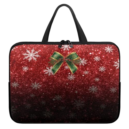 ENEN Wasserdicht Laptoptasche, Weihnachten Drucken Laptop Taschen Laptop Tasche Business Büro Arbeit Computertasche, Schlanke Notebook Tasche für Herren Frauen (Roter Schnee,15’’) von ENEN