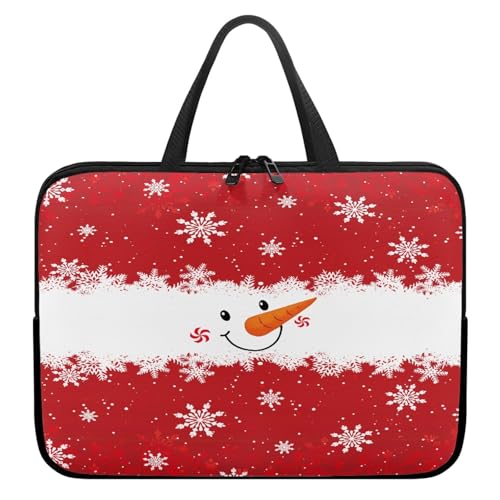 ENEN Wasserdicht Laptoptasche, Weihnachten Drucken Laptop Taschen Laptop Tasche Business Büro Arbeit Computertasche, Schlanke Notebook Tasche für Herren Frauen (Roter Schneemann,15’’) von ENEN
