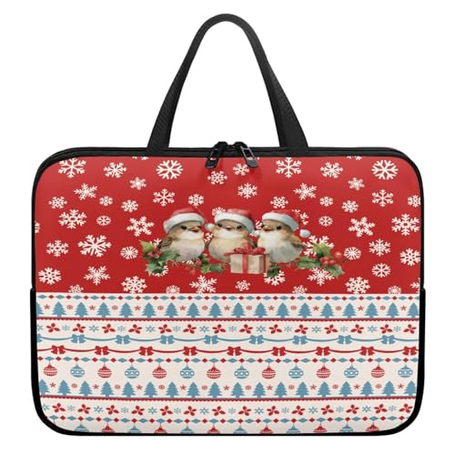 ENEN Wasserdicht Laptoptasche, Weihnachten Drucken Laptop Taschen Laptop Tasche Business Büro Arbeit Computertasche, Schlanke Notebook Tasche für Herren Frauen (Weihnachtsvogel,17’’) von ENEN