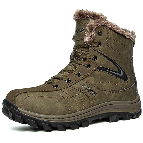 ENEN Winterschuhe Herren Wasserdicht, Warme Gefüttert Schneestiefel Outdoor Pelzfutter Rutschfest Winterstiefel Trekkingschuhe Wanderschuhe Winter Männer Boots von ENEN