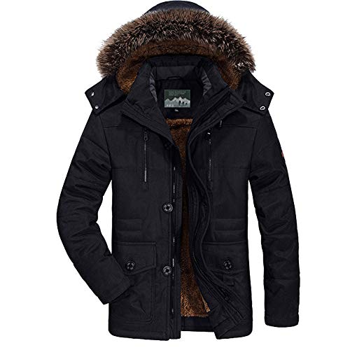 Steppjacke Herren mit Kapuze, Enhome Männer übergangsjacke Outdoor Leicht Casual Herbst Mantel Reißverschluss Winterjacke Winddicht Daunenjacke Gepolstert Freizeitjacke (8XL,Schwarz) von ENEN