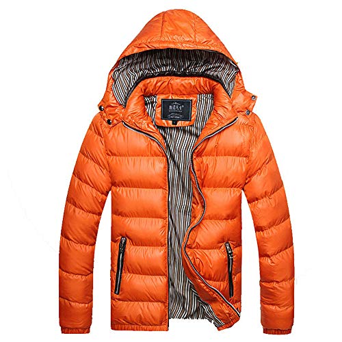 Steppjacke Herren mit Kapuze, Enhome Männer übergangsjacke Outdoor Leicht Casual Herbst Mantel Reißverschluss Winterjacke Winddicht Daunenjacke Gepolstert Freizeitjacke (Orange,5XL) von ENEN