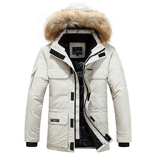 Steppjacke Herren mit Kapuze, Enhome Männer übergangsjacke Outdoor Leicht Casual Herbst Mantel Reißverschluss Winterjacke Winddicht Daunenjacke Gepolstert Freizeitjacke (Weiß,6XL) von ENEN