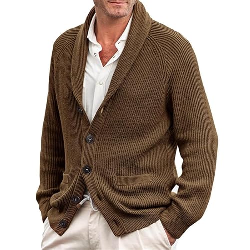 ENENEN Herbst/Winter Herren Langarm-Strickjacke Stilvolle lässige einfarbige Strickjacke Pullover von ENENEN