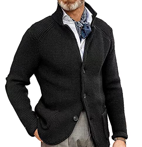 ENENEN Herren Herbst und Winter Stehkragen Cardigan Anzug Mantel verdickte Strickanzug Jacke Mantel von ENENEN