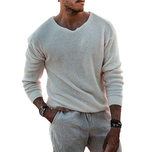 ENENEN Herren Strickwaren lässig lose Pullover V-Ausschnitt Mode langärmelige große Größe Pullover von ENENEN