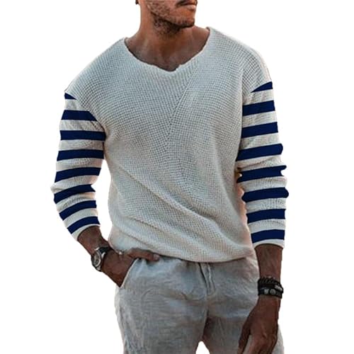ENENEN Herren Strickwaren lässig lose Pullover V-Ausschnitt Mode langärmelige große Größe Pullover von ENENEN