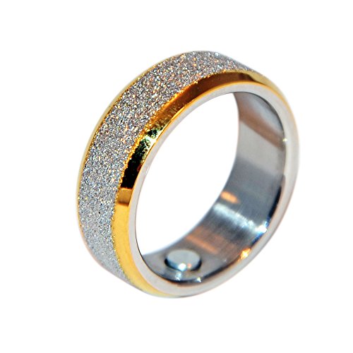 Energetix-4you Bicolor Magnetring 106 Diamantenstaub Silber Gold Partnerring Ehering Verlobungsring Größe 16 bis 21 (22) von Energetix-4you