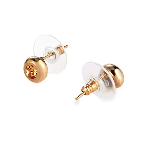 Rosegold Solitaire Magnetschmuck Ohrstecker Energetix 4you 460P mit funkelndem Swarovski Peach Kristall von ENERGETIX-4YOU