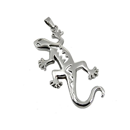 Vintage Magnet Kettenanhänger Salamander Gekko Energetix 4you 51 Joynesse Design silber poliert ca. 5,5 cm mit 2 Neodym Magneten von ENERGETIX-4YOU