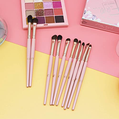 ENERGY 10-in-1 Rosa Lidschatten Pinselset, Pinselset Makeup, einschließlich Lidschatten Pinsel, Augenbrauenpinsel, Eyeliner Pinsel, Crease Pinsel, Highlighter Pinsel von ENERGY