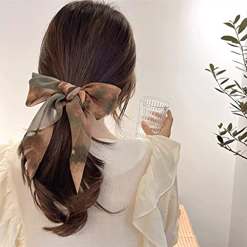 Stilvolle Haarzubehör for Frauen Mädchen, Hochzeitshaarstück Vintage Hair Accessoire, Frauen Strömen Scrunchies Polka Punkt Blumendruck elastischer Bogenhaarseile Mädchen Haarbindungen Korean süße Kop von ENESEA