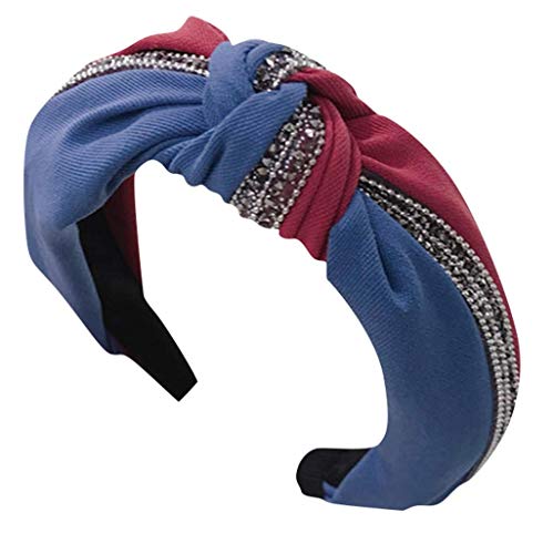 Stilvolle Haarzubehör for Frauen Mädchen, Hochzeitshaarstück Vintage Hair Accessoire, Stirnbänder for Frauen Vintage Blumendruck Twisted Criss Cross Elastic Head Wrap (Farbe: Rot) (Style : Blu) von ENESEA