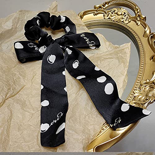 Stylish Hair Accessoires for Frauen Mädchen, Hochzeitshaarstück Vintage Hair Accessoire, Frauen Vintage Print Haar Ring Bowknot Perle Elastic Ribbon Hair Band Elegante Lady Ponytail Seilkopfschmuck (F von ENESEA