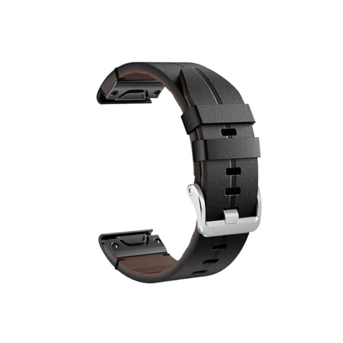 ENFYUSTR 22 26MM Echtlederarmband for Garmin Fenix ​​6/6 Pro/5/7 Band for Fenix ​​7X/6X Pro/6X/5X/5X Plus(Black2,22mm) von ENFYUSTR