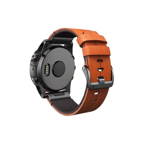22 26MM Echtlederarmband for Garmin Fenix ​​6/6 Pro/5/7 Band for Fenix ​​7X/6X Pro/6X/5X/5X Plus(Red brown,22mm) von ENFYUSTR